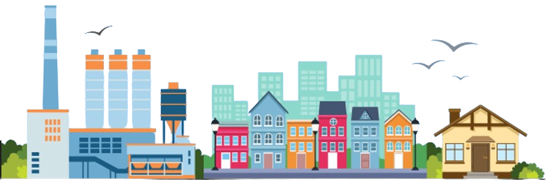 City and Home Illustration